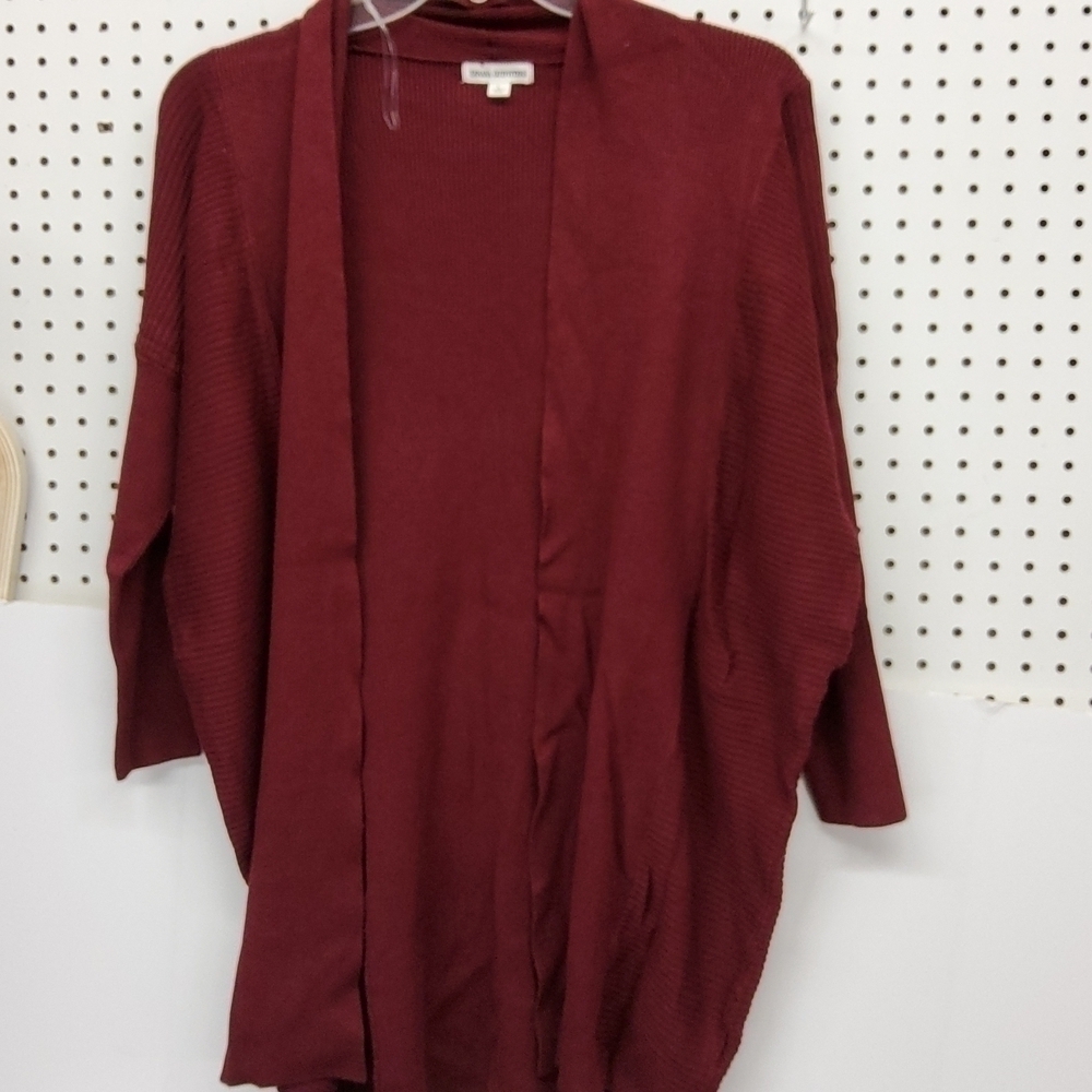 ZENANA outfitters open front sweater long  NWOT burgundy women's size large